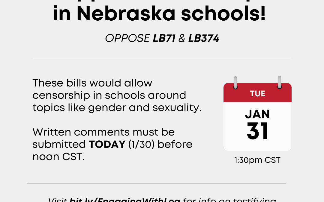 Hearing for LB374: “Parents’ Bill of Rights” Censorship Bill