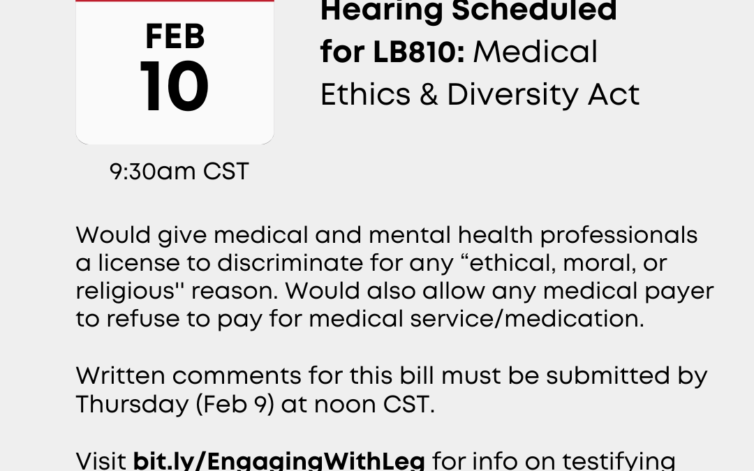 Hearing for LB810: License for Medical Professionals to Discriminate